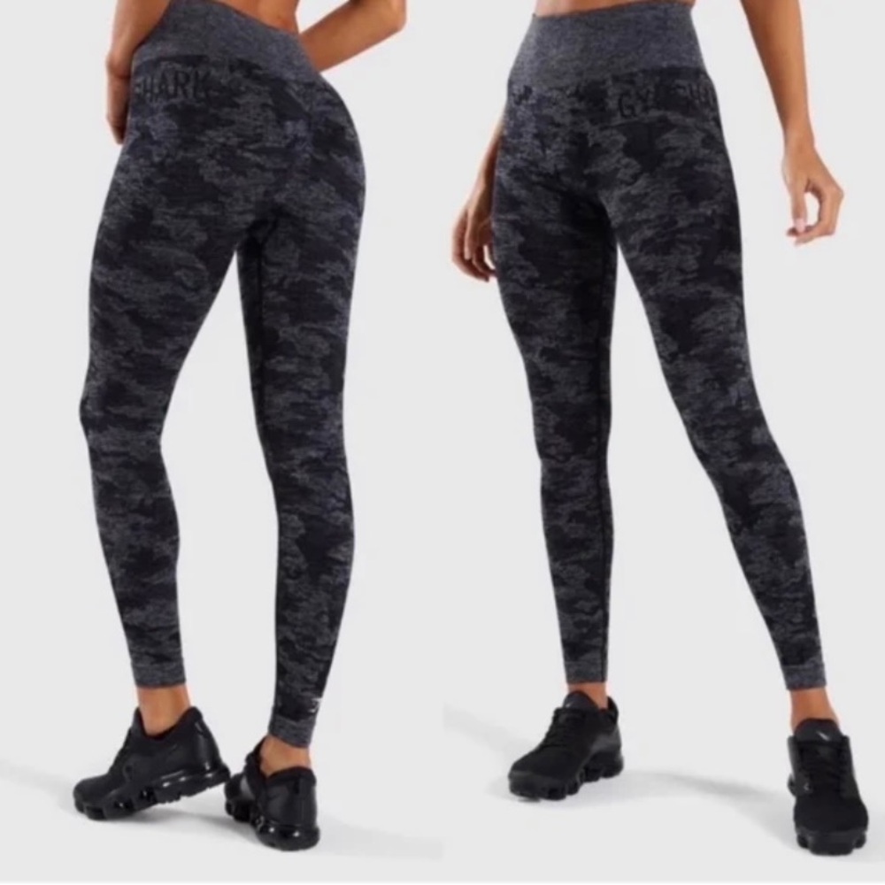 Gymshark Black Seamless Sculpting Camo Leggings Size S